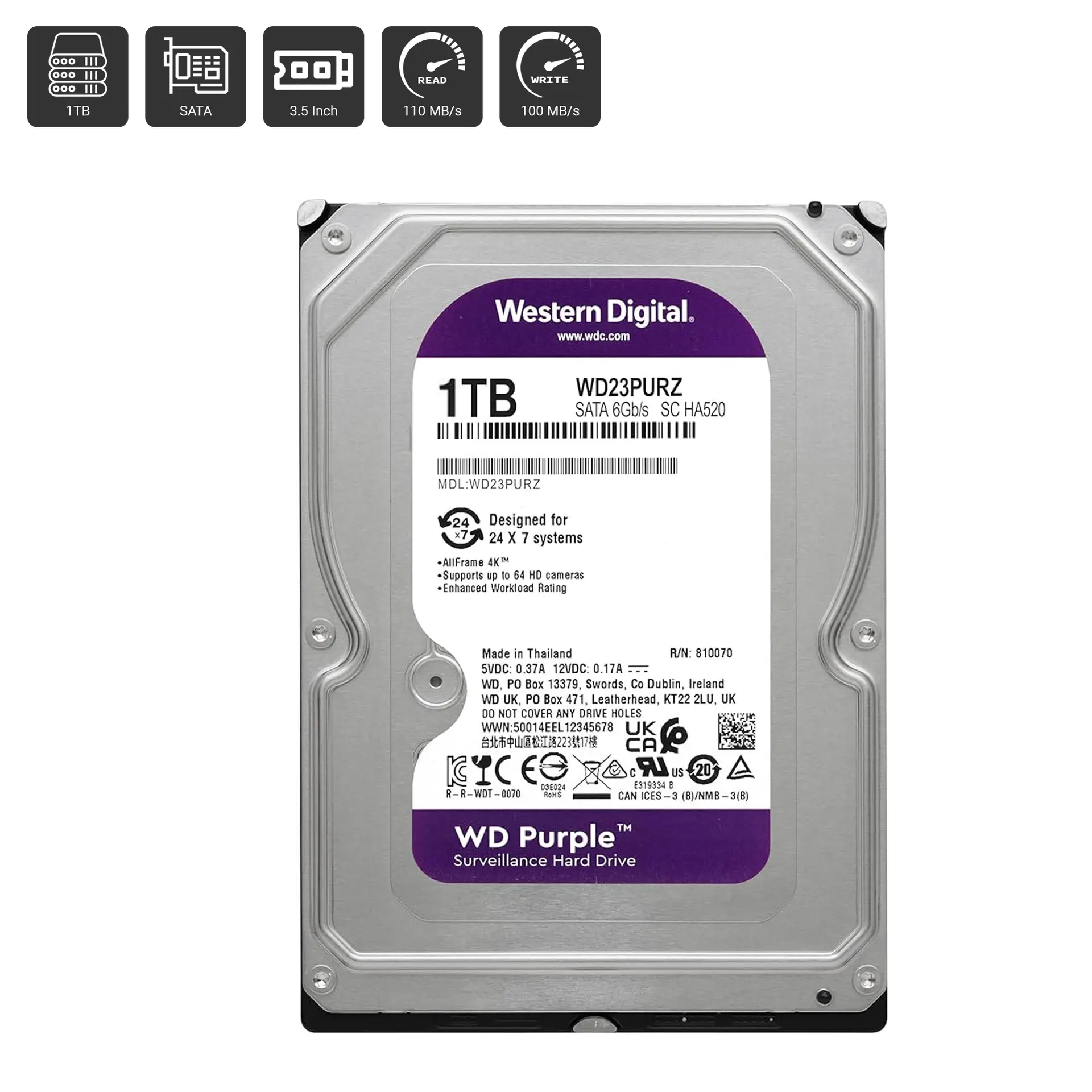 WD Purple HDD - 1TB