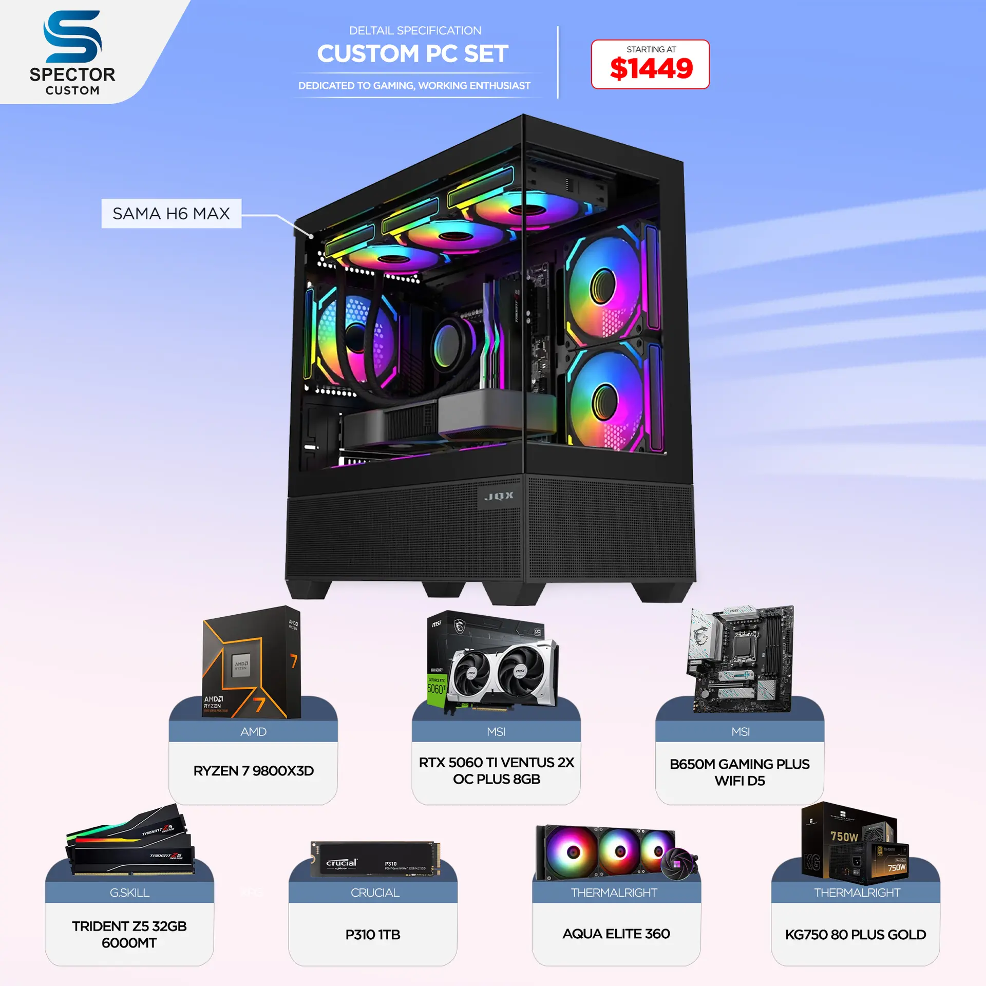 AMD Ryzen 7 9800X3D RTX5060 Ti