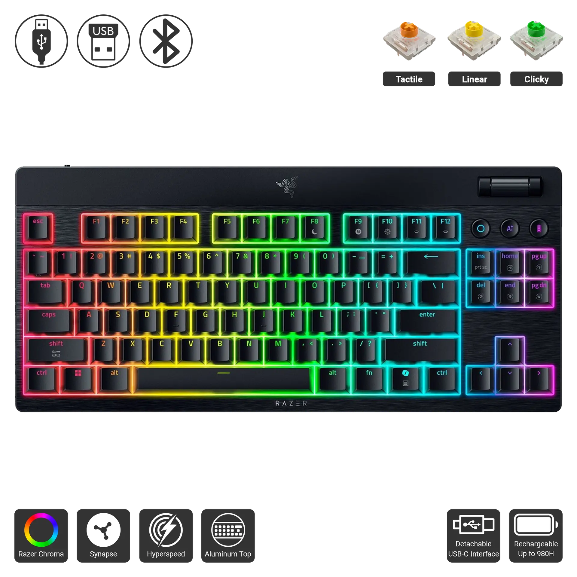 BlackWidow V4 Low-Profile Tenkeyless HyperSpeed