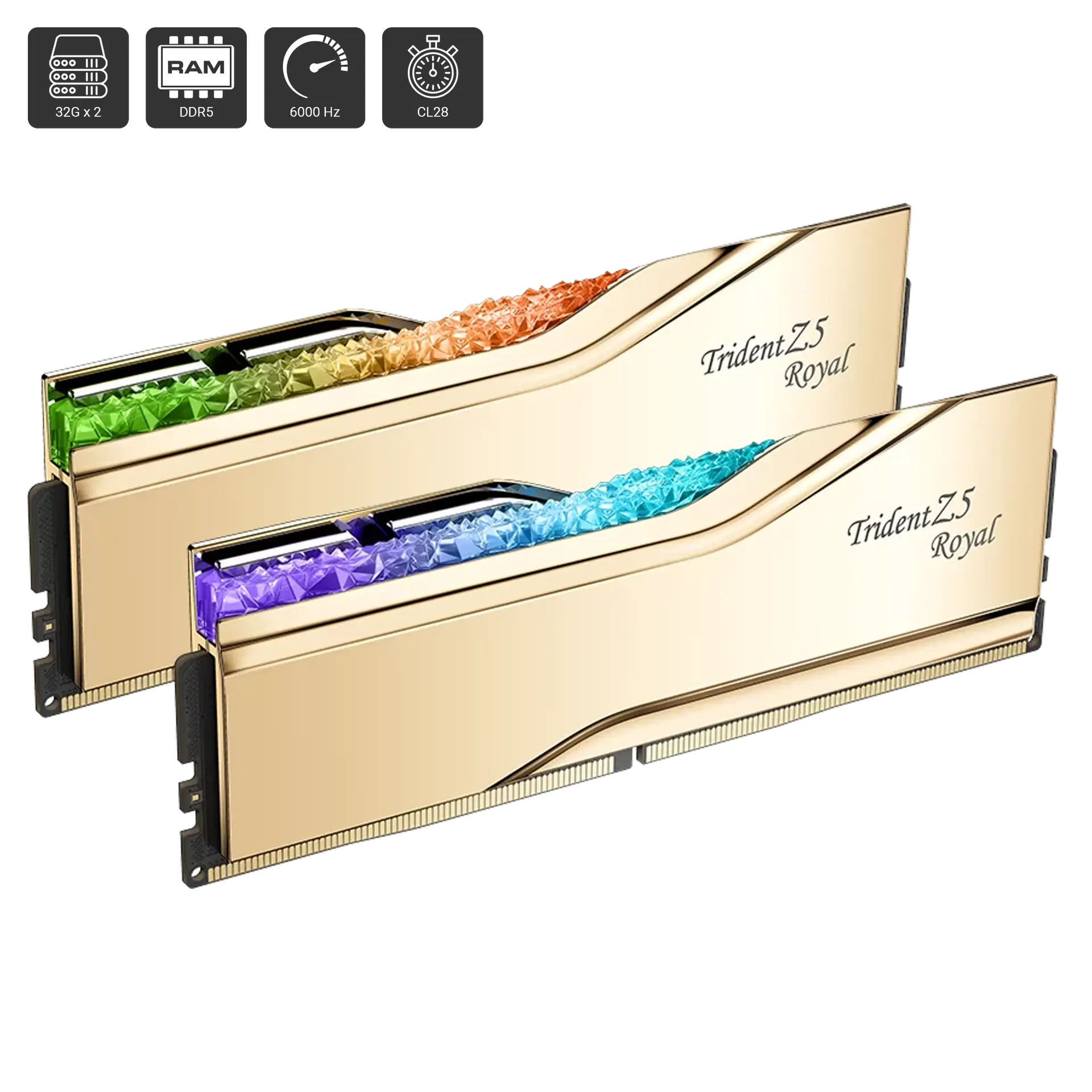 Trident Z5 Royal Gold RGB 64GB (2 x 32GB) DDR5 DRAM 6000Hz