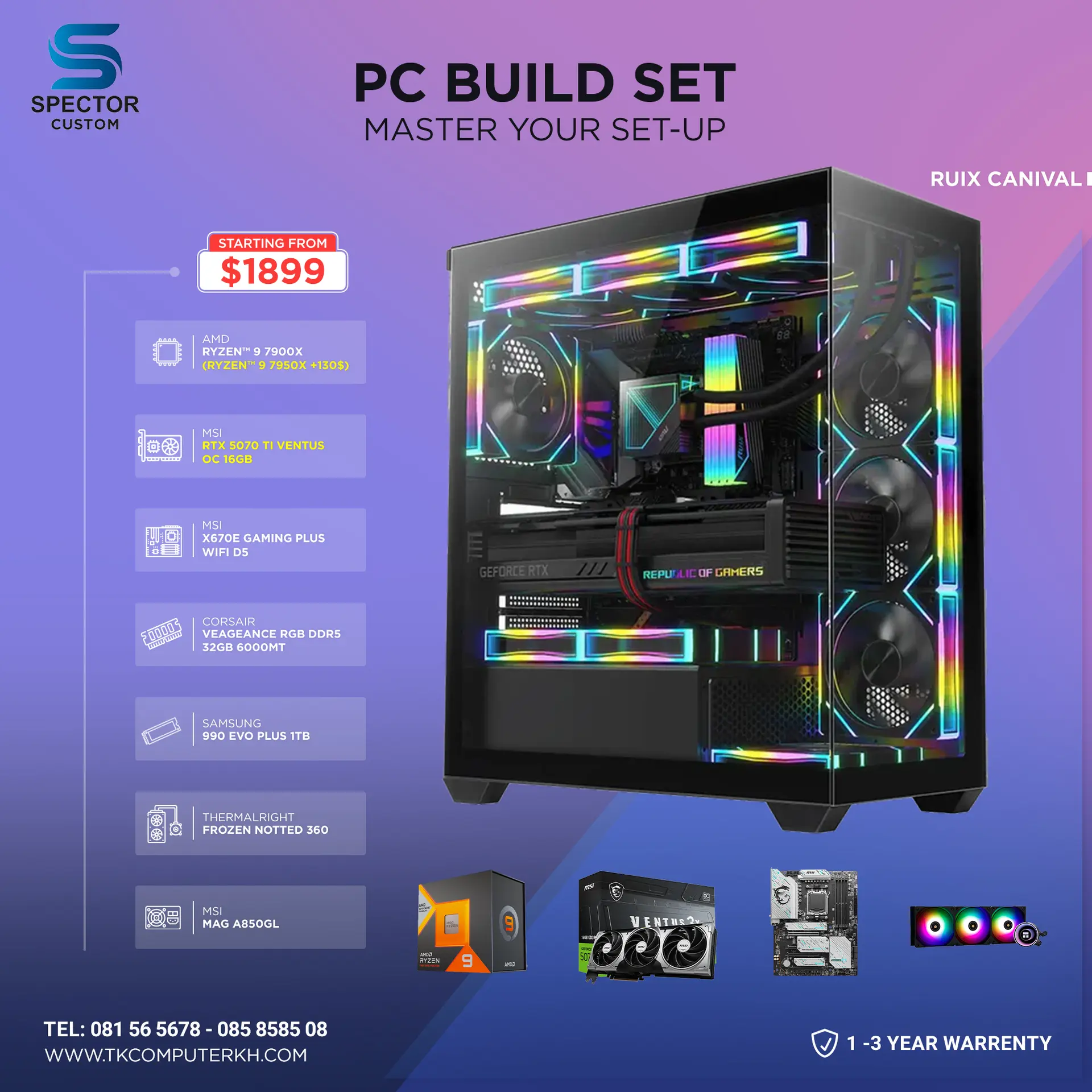 AMD Ryzen 9 7900X RTX 5070 Ti