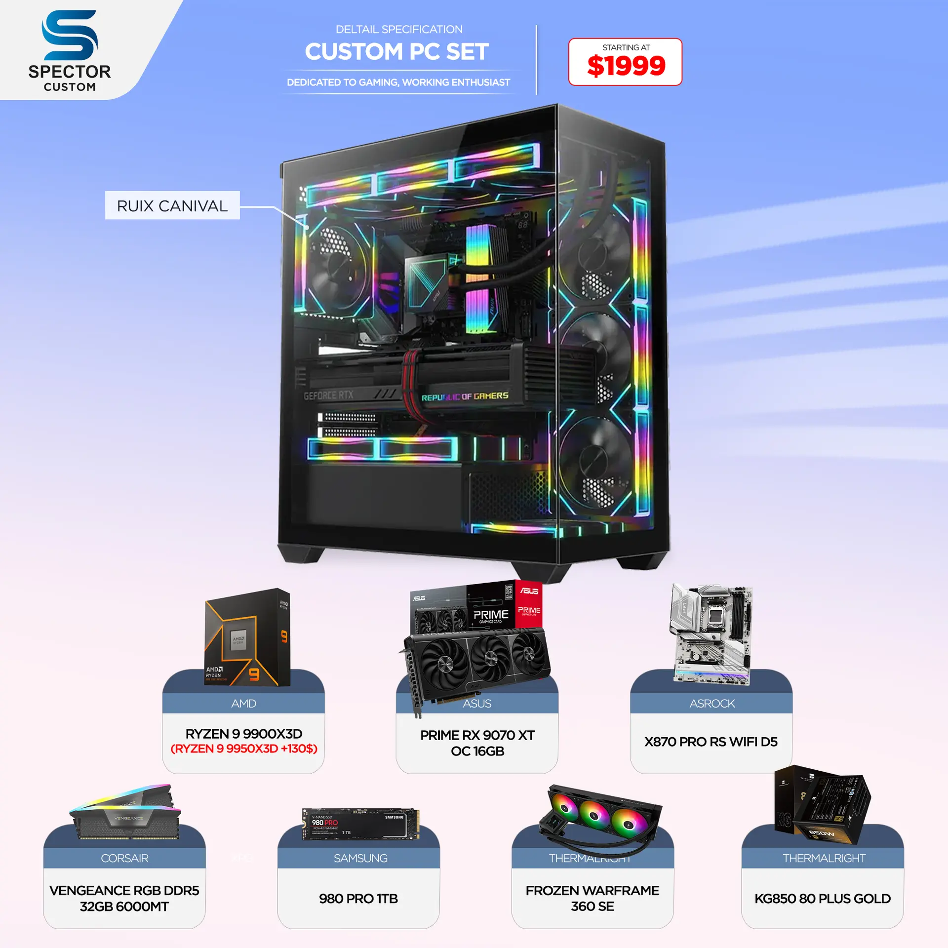 AMD Ryzen 9 9900X3D RX 9070 XT