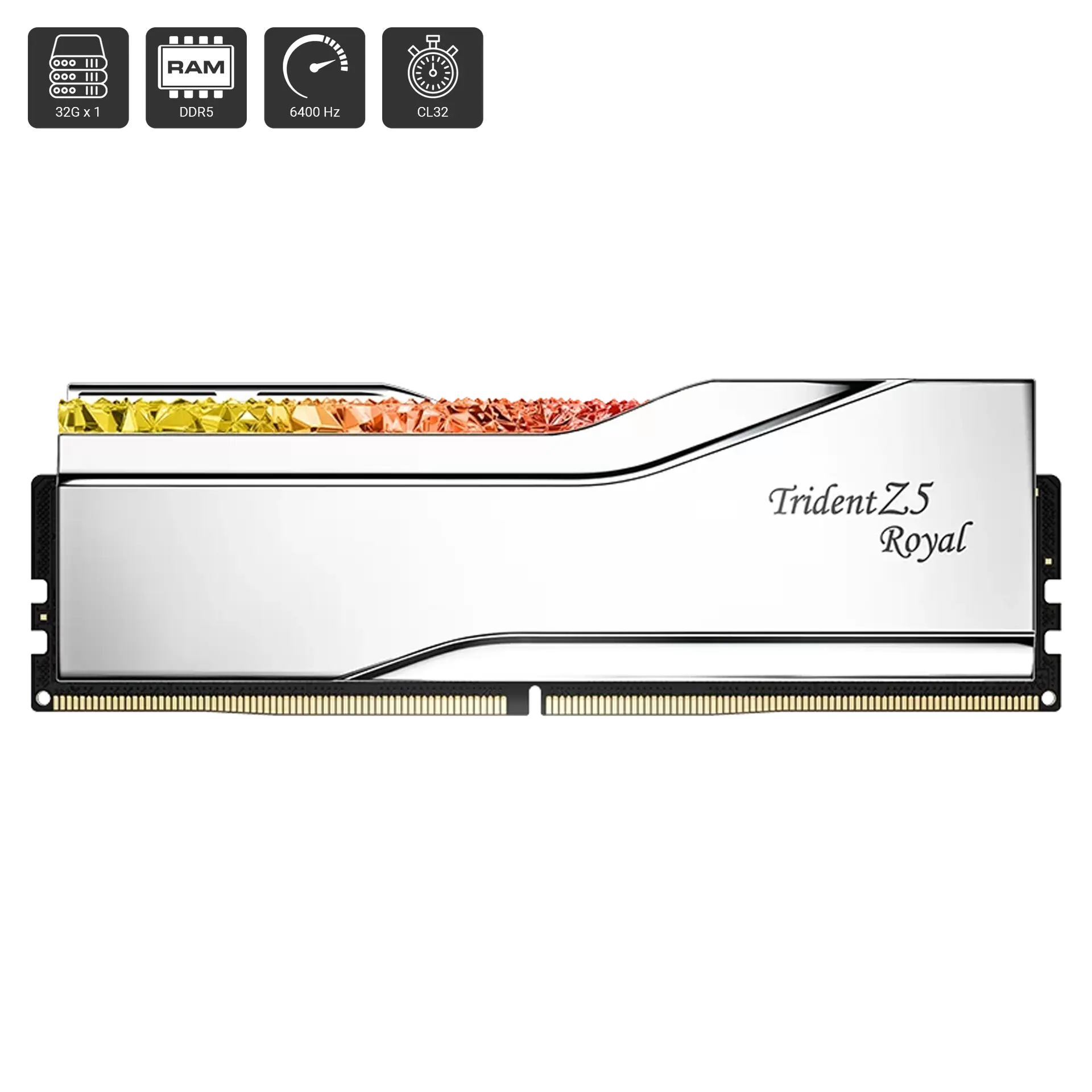 Trident Z5 Royal Silver RGB 32GB (1 x 32GB) DDR5 DRAM 6400Hz