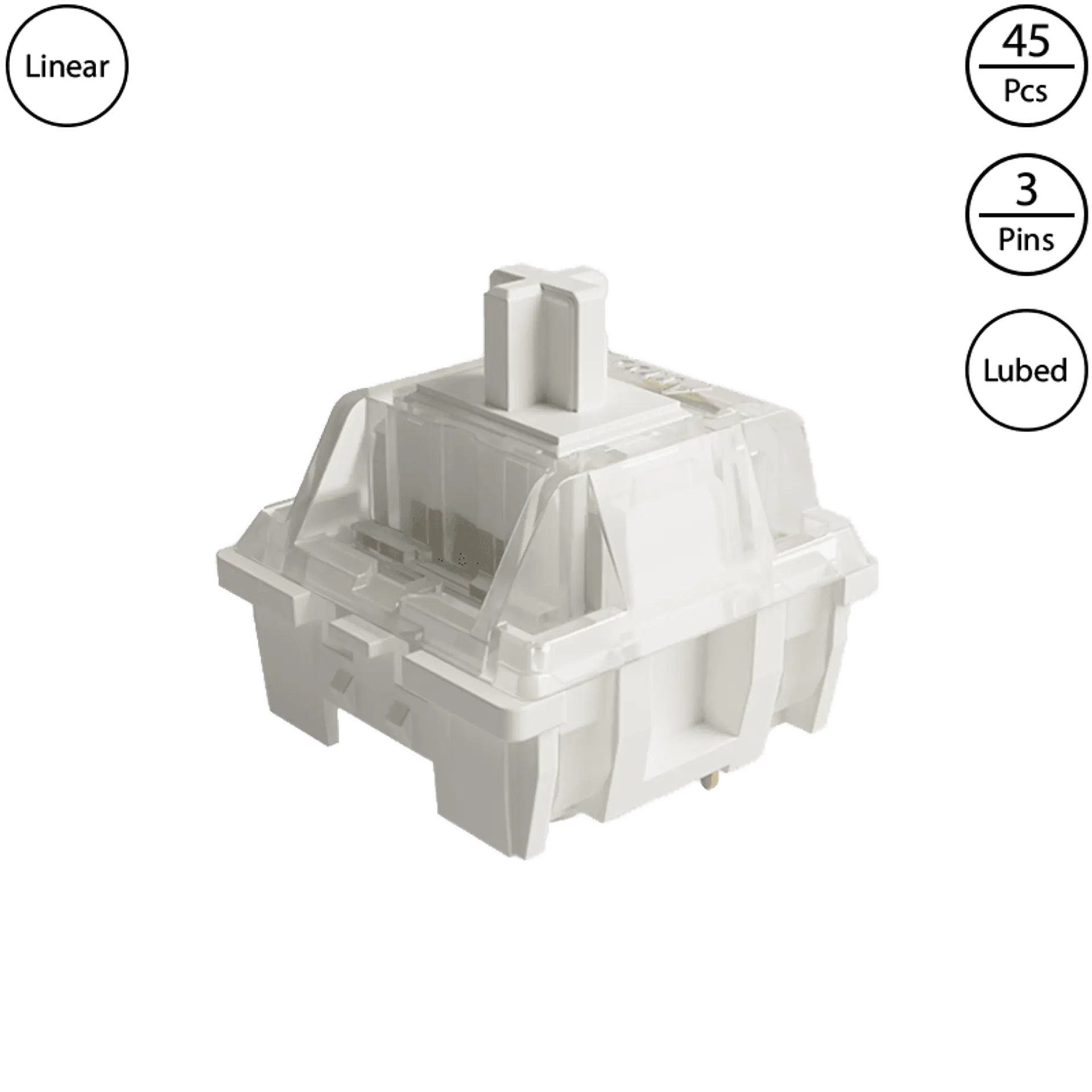 Gateron White (Lubed, 45 pcs)